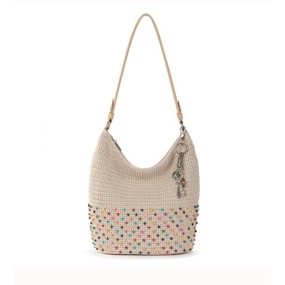 The Sak Handbags - NWOT The Sak Sequoia Hobo Handbag Crochet Multi Beaded Boho Shoulder Bag Charms